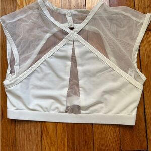 White mesh dance crop top